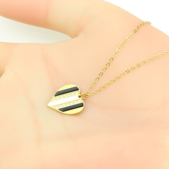 Gold Heart Pendant Yellow Necklace with Crystal Accent, XPNL0362 - Picture 6 of 12